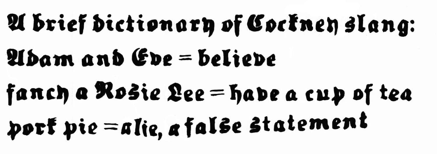 Cockney dictionary